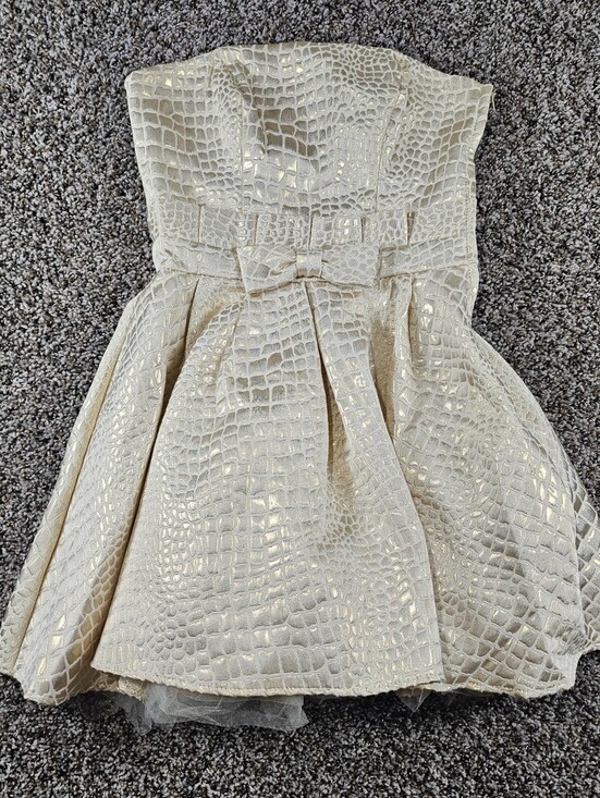 Masquerade Dresses & Skirts - Vtg Masquerade Womens Sz 6 Mini Dress Strapless A Line Gold Prom Metallic
